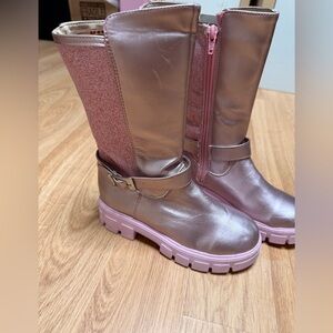 Stylish Pink Leather Girl’s Boots